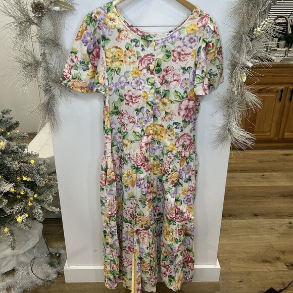VINTAGE‎ 80' 90' KAMAR prairie Floral Dress 100% Cotton - Picture 8 of 10